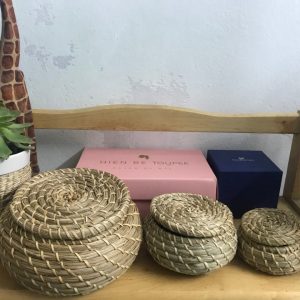 Bộ 3 thố tròn Decor - thố cói handmade đựng đồ