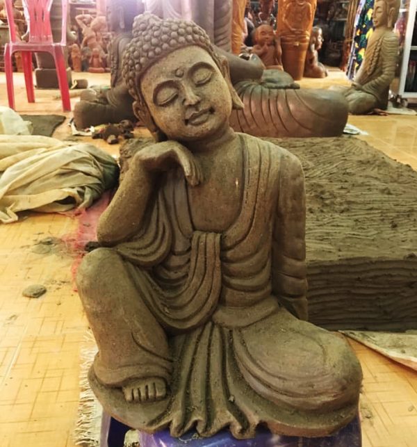 Tượng Phật An Nhiên Gốm Đất Nung Cao 40cm