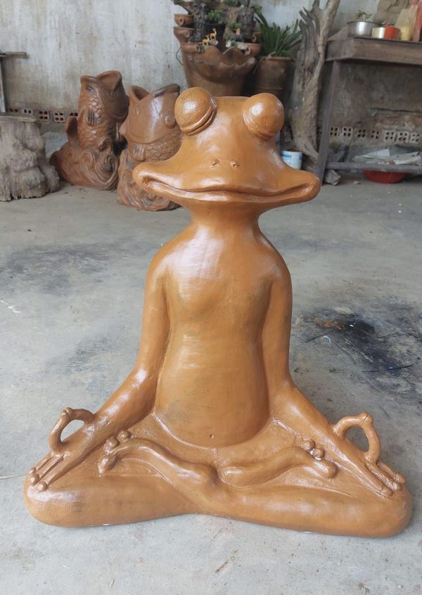 Tượng chú ếch ngồi thiền gốm đất nung cao 30cm 3