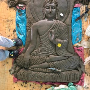 Phật Ngồi Dưới Cây Bồ Đề Phù Điêu Gốm Đất Nung Làm Theo Yêu Cầu 1