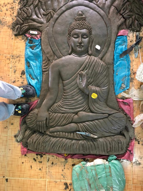 Phật Ngồi Dưới Cây Bồ Đề Phù Điêu Gốm Đất Nung Làm Theo Yêu Cầu 1